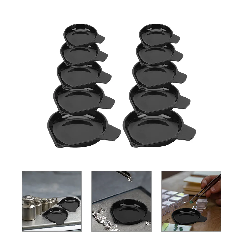

10 pcs Electronic Weighing Pan Digital Scale Plastic Weighing Plate Powder Handling Stackable Lab Kitchen Black