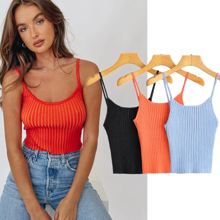 

Maxdutti Summer Tshirts Women Fashion Ins Blogger High Street Retro Camisole Strapless Sexy Knitted Elastic Tops