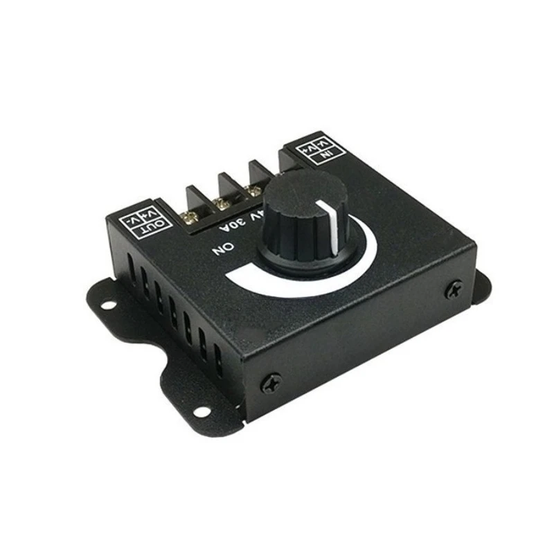 30A LED Dimmer 12V/24V PWM Brightness Regulator Switch with Protective Cover for Single Color Strip Light
