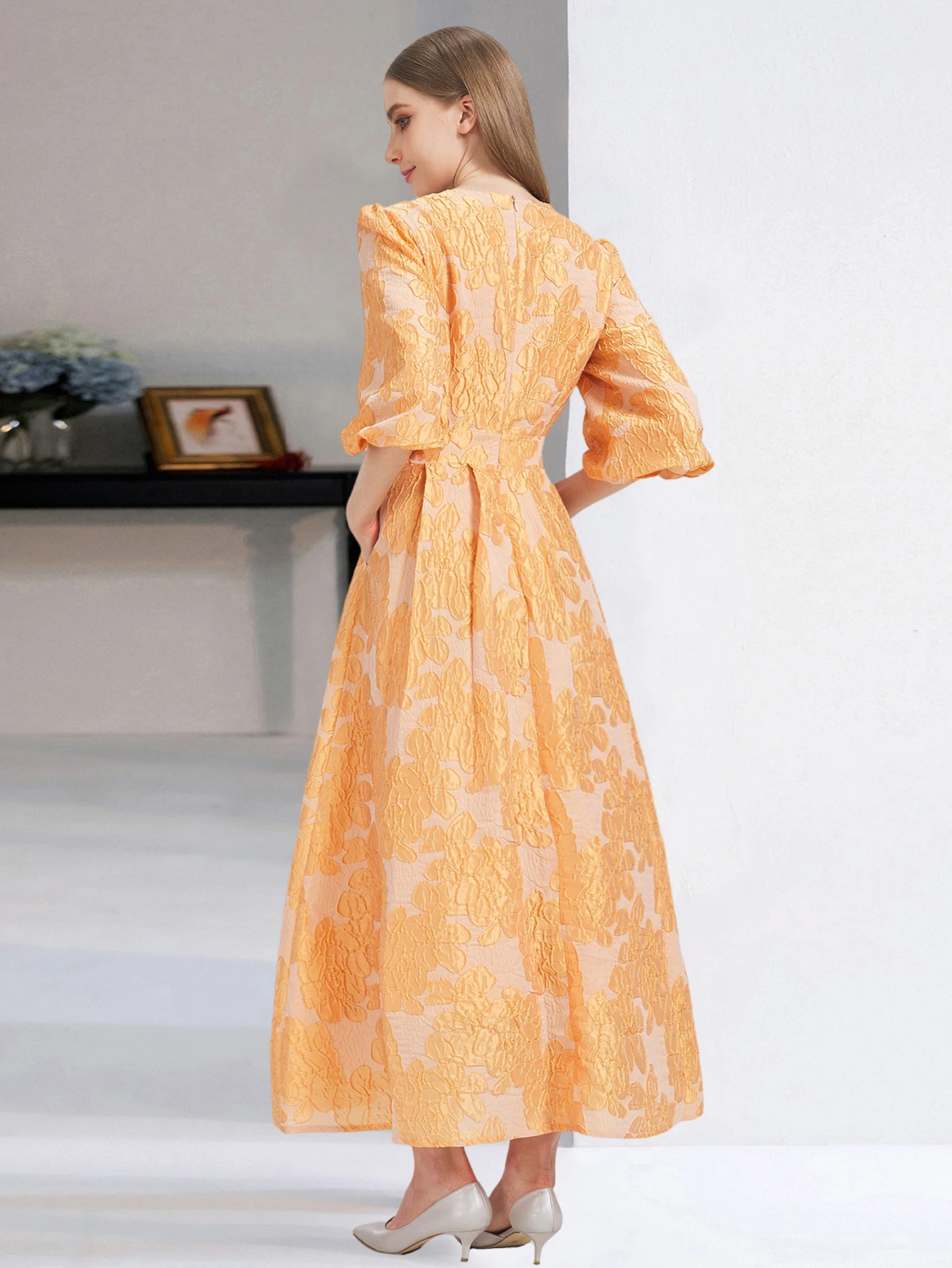 DEVCHATA New Women Embroidery Jacquard Party Dress Organza Princess Dress Spring Summer Puff Sleeve Casual Dress Vestidos