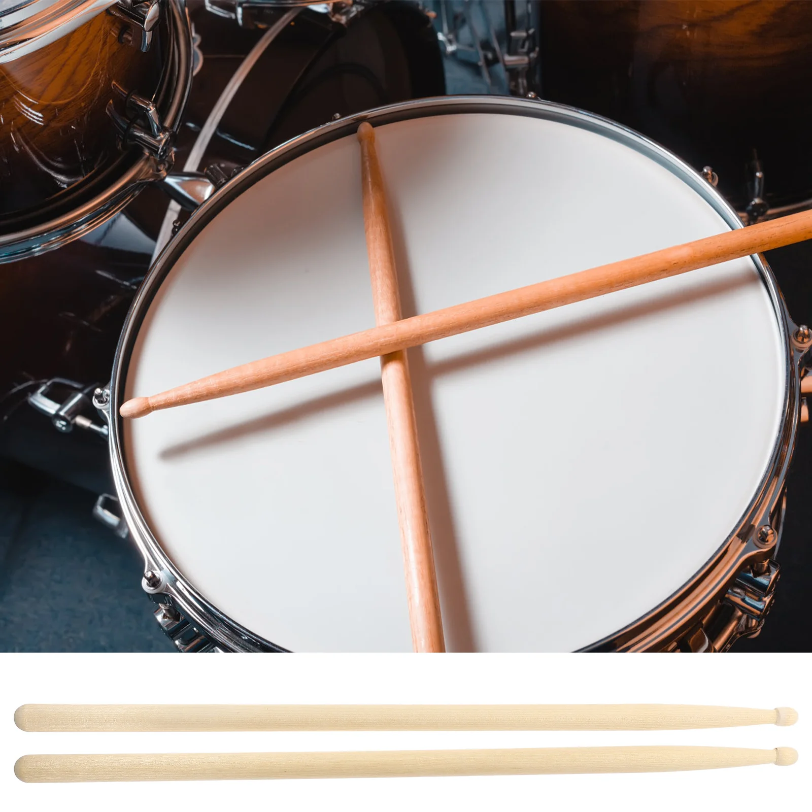 

5A Maple Drum Sticks Wood Color 41Cm Oval Tip Anti Slip Grip Lightweight Portable Durable All Drums Jazz Music