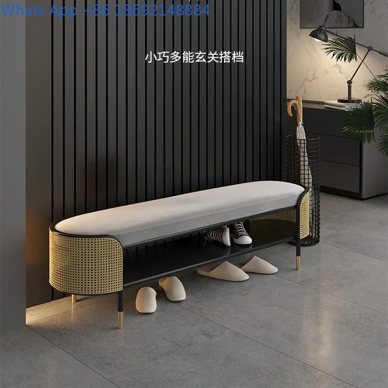 

Light Luxury Shoe Changing Stool, Doorway Seat for Wearing Shoes, Long Bench, Italian Style Bedroom Bed End Sofa Stool