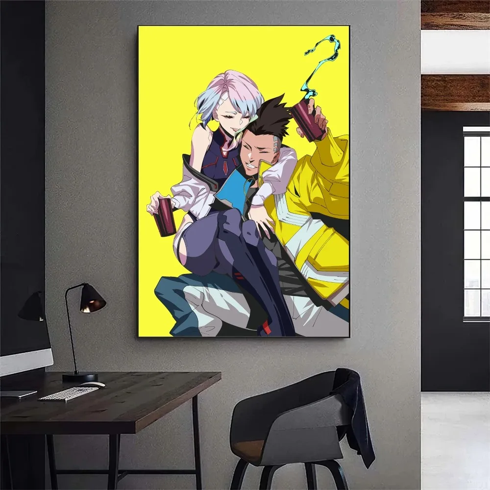 Calcomanías de pared autoadhesivas de Anime Cyberpunk para decoración del hogar, póster de Edgerunners, impresiones de galería, pegatina para sala