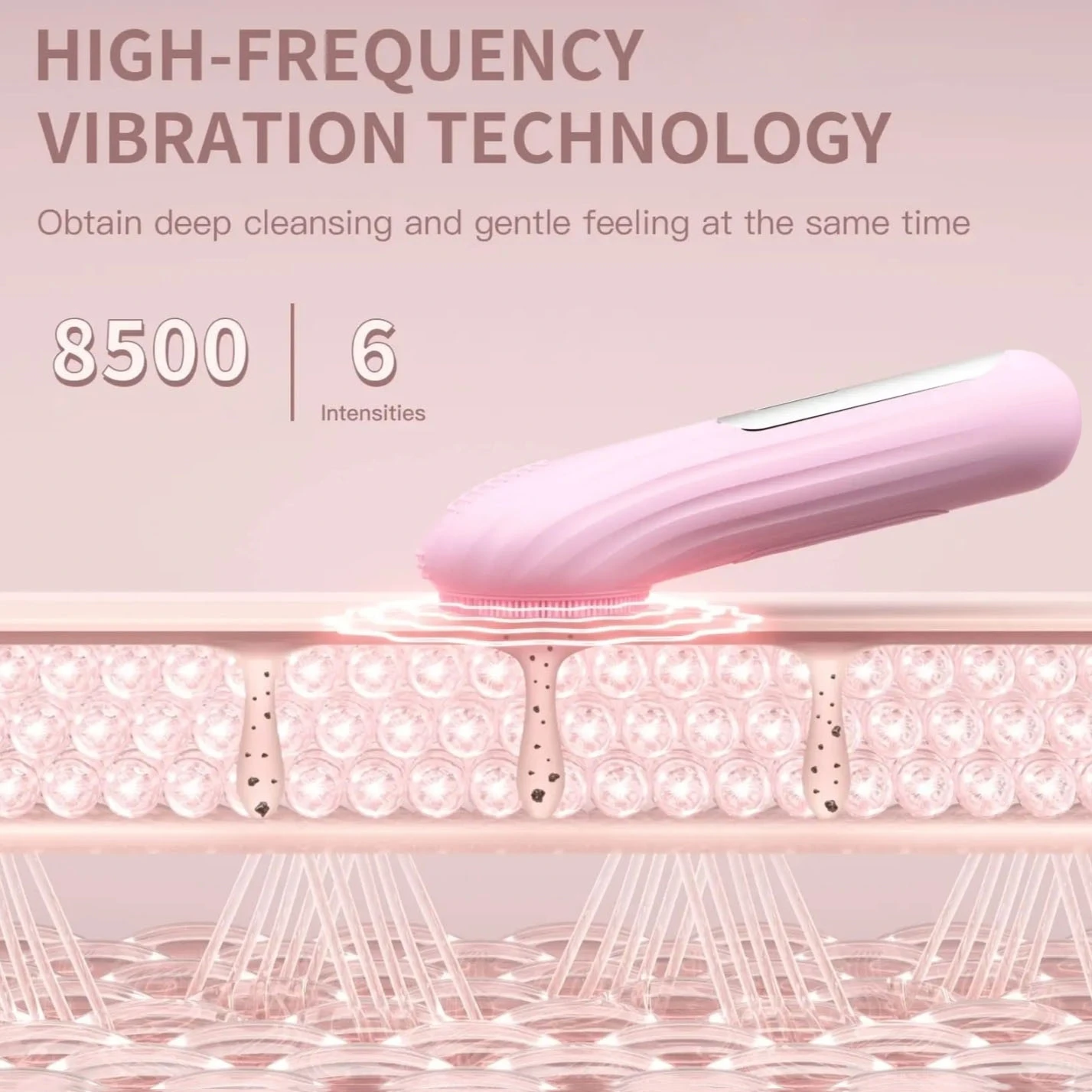 Elektrische gezichtsreinigerborstel, siliconen gezichtsreiniger, USB-opladen constante temperatuur verwarming trillingsmassage reinigingsborstel