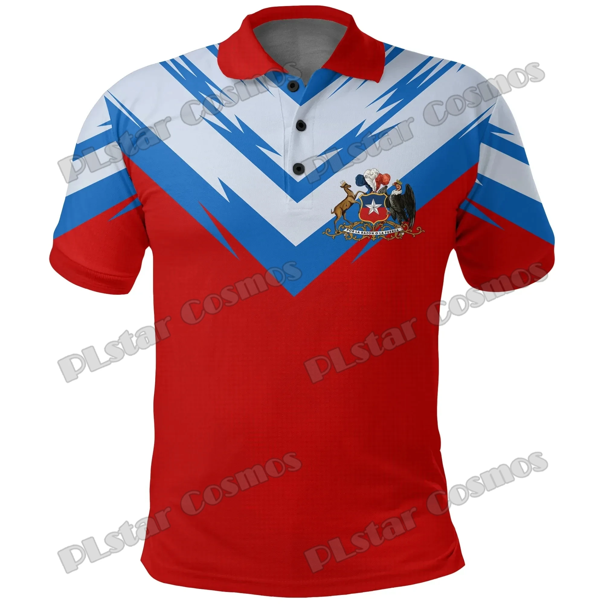 Chile & Costa Rica & El Salvador Coat Of Arms 3D Printed Mens Polo Shirt Summer Casual Unisex Short Sleeve Polo shirt POP14