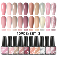 Mtssii 2/10/12Pcs Pink Nude Gel Nail Polish Kit Glitter Sequins Semi Permanent Soak Off UV Led Colorful DIY Nail Art Polish