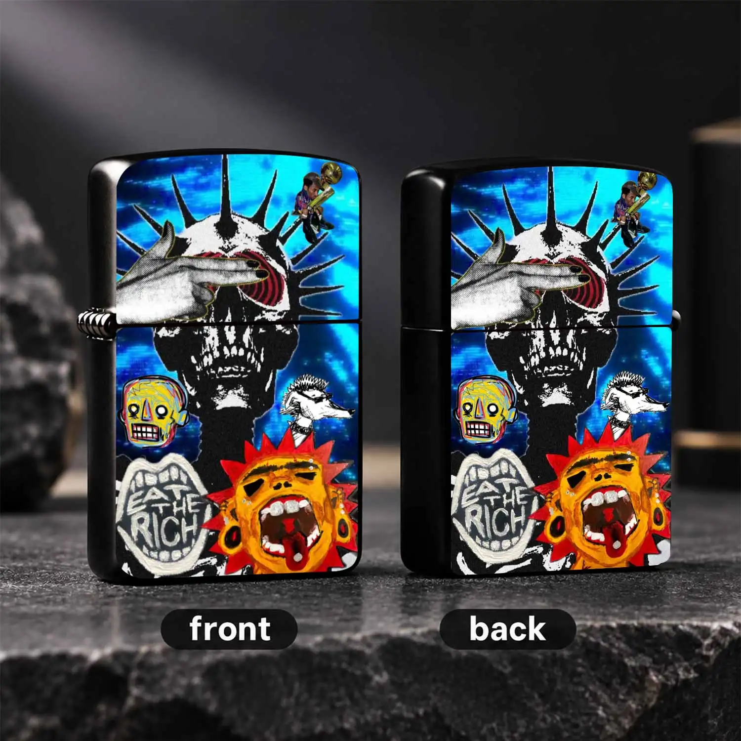 Trendy Collage Graffiti Art Style Portable Igniter, Punk Rebellious Unique Visual Design, Stylish Streetwear Accessory, Creative Vibe Boosting Daily Carry Item, Multi-scene Practical Gift for Trendy Art Enthusiasts A Humorous And Interesti