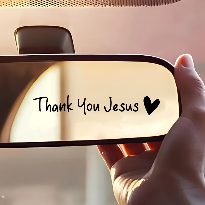 

2Pcs Thank You Religious Vinyl Decals, Inspirational Heart Stickers for Car Rearview Mirrors & Water Cups