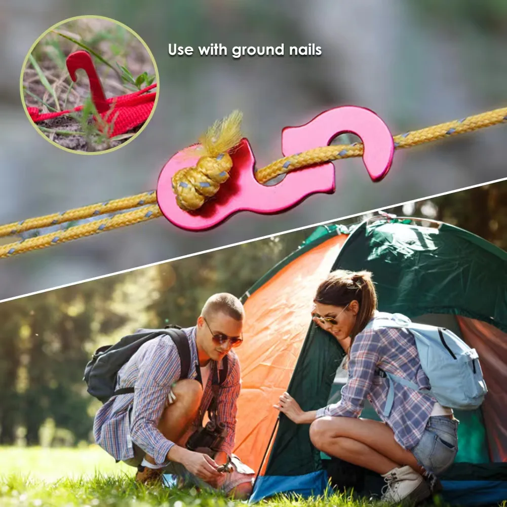 10pcs Adjustable Camping Tent Cord Rope Buckle S Type Tensioners Fastener Kit Outdoor Camping Tents Securing Accessories