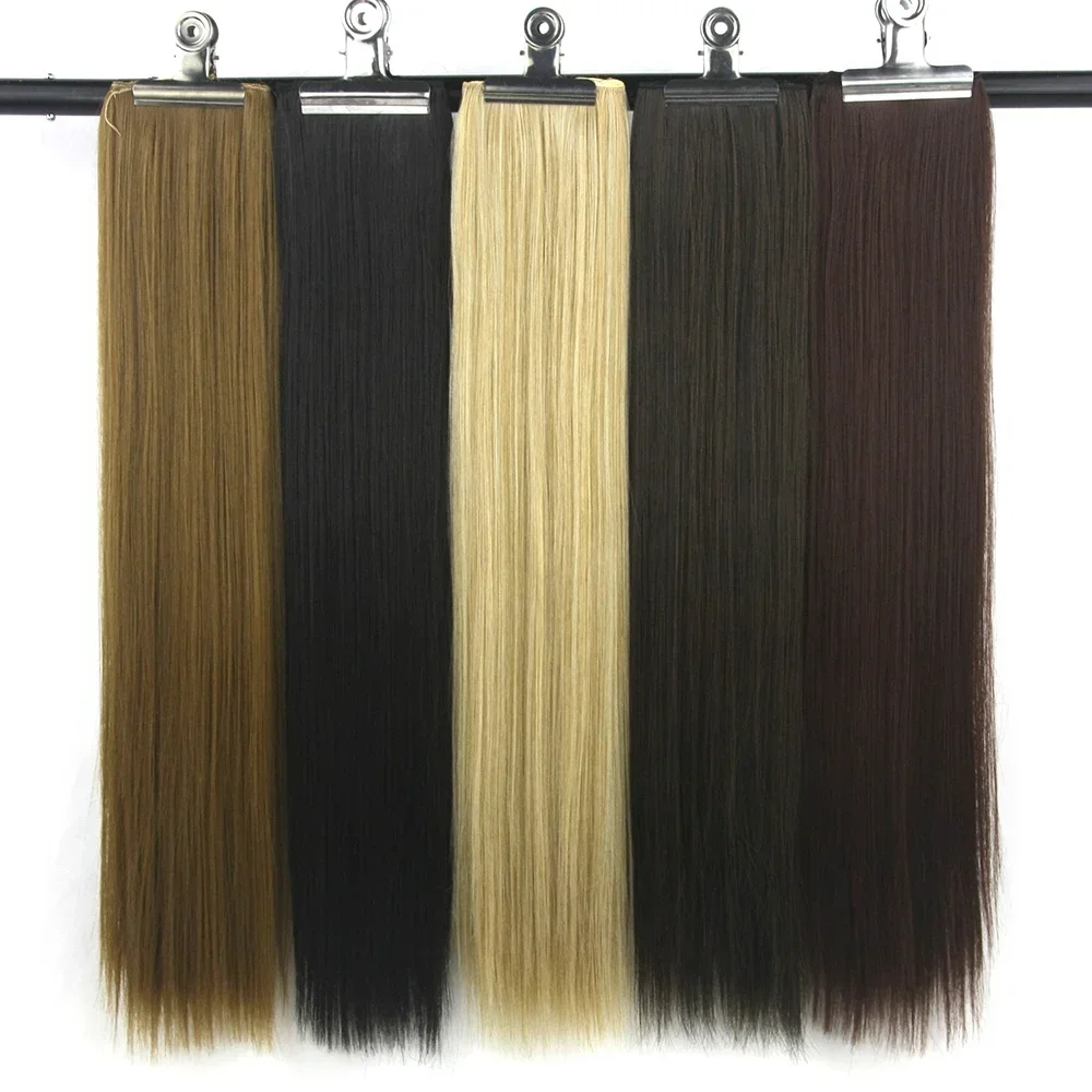 Synthetic Straight Blonde Clip In Hair Extensions Hairpins False Hair Hairclip Hair on Barrettes False Strands