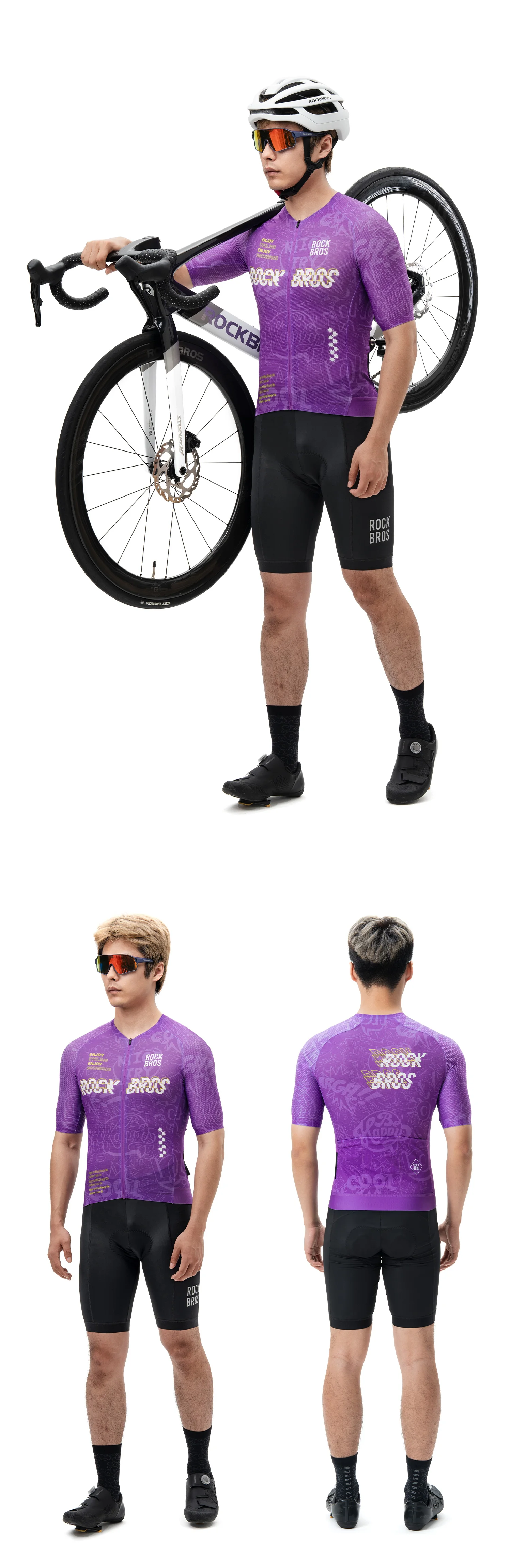 ROCKBROS Kurzarm-Radtrikot Schnelltrocknende Sportbekleidung Outdoor-Kleidung Atmungsaktives Nahtloses Bedrucktes Fahrradtrikot Reflektierend – Detail 10