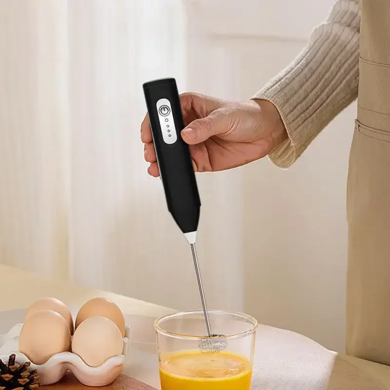 1pc Handheld Electric Milk Frother Rechargeable, Automatic Foam Maker for Lattes, Hot Chocolate Blender Egg Beater Cooking Tools