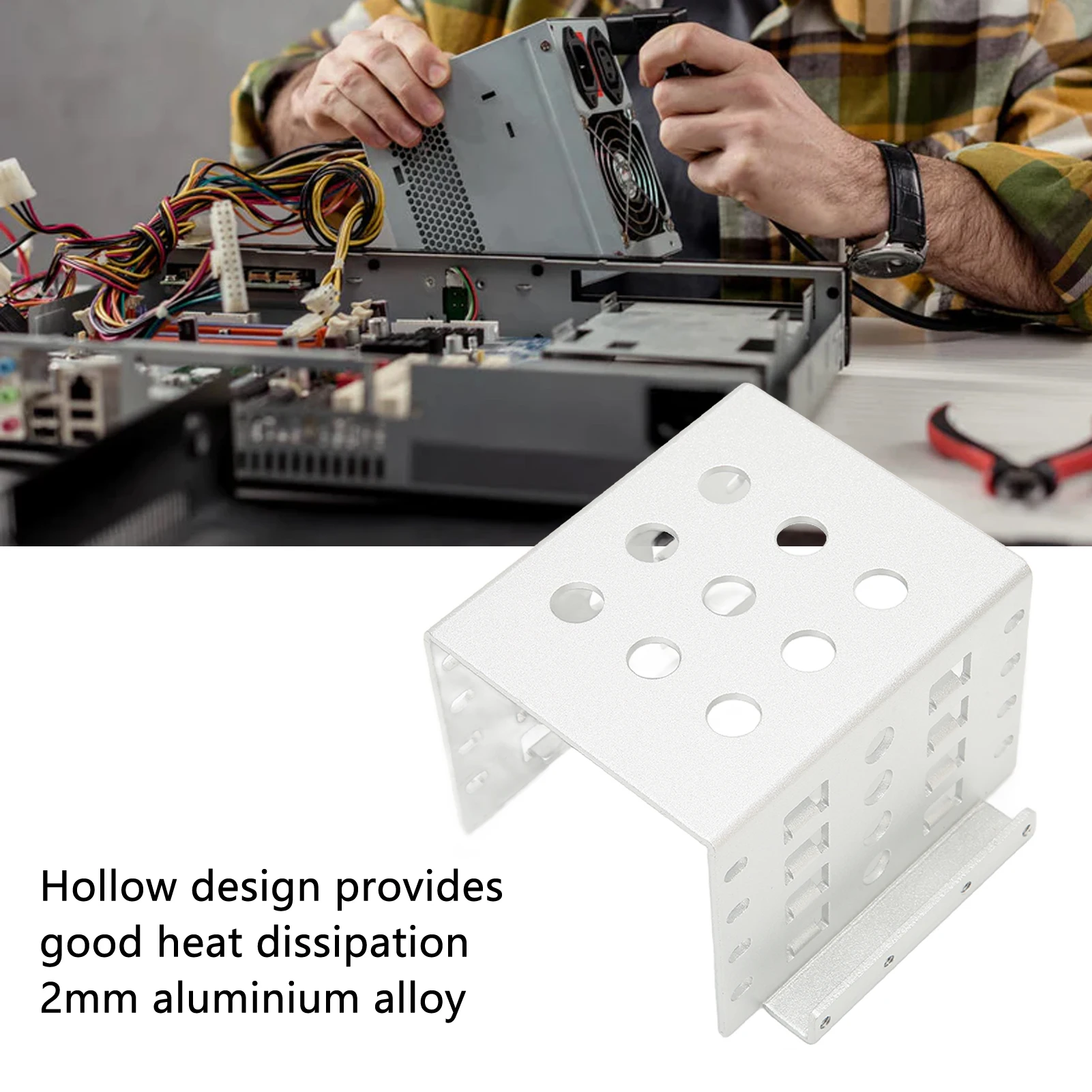 Rack di montaggio per HDD da 2,5 pollici Design cavo in lega di alluminio Gabbia per disco rigido da 2,5 pollici ad alta durezza per SSD HDD IDE da 2,5 pollici