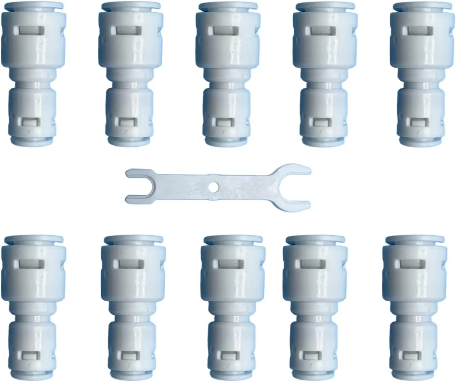 

Push to Connect Fitting Kit (10-Pack) - 3/8" to 1/4" Straight Quick Connector with Tube Remover Tool for RO Water Purifier