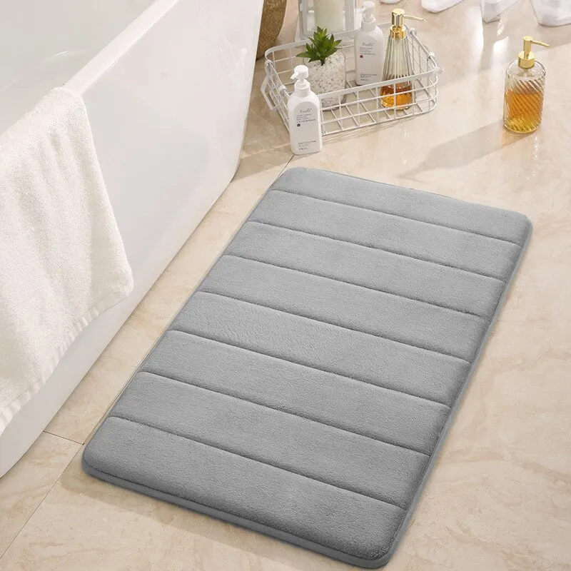 1pc 50*80cm Bathroom Anti-skid Mat, Quick Water Absorption, Dry Machine Washing, Memory Cotton, Toilet Mat, Soft