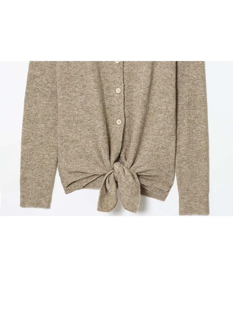 HH Women Autumn Knit Coat Long Sleeve Single-Breasted Cardigan Female Fashion Casual Loose Versatile Street Style Cardigan Top