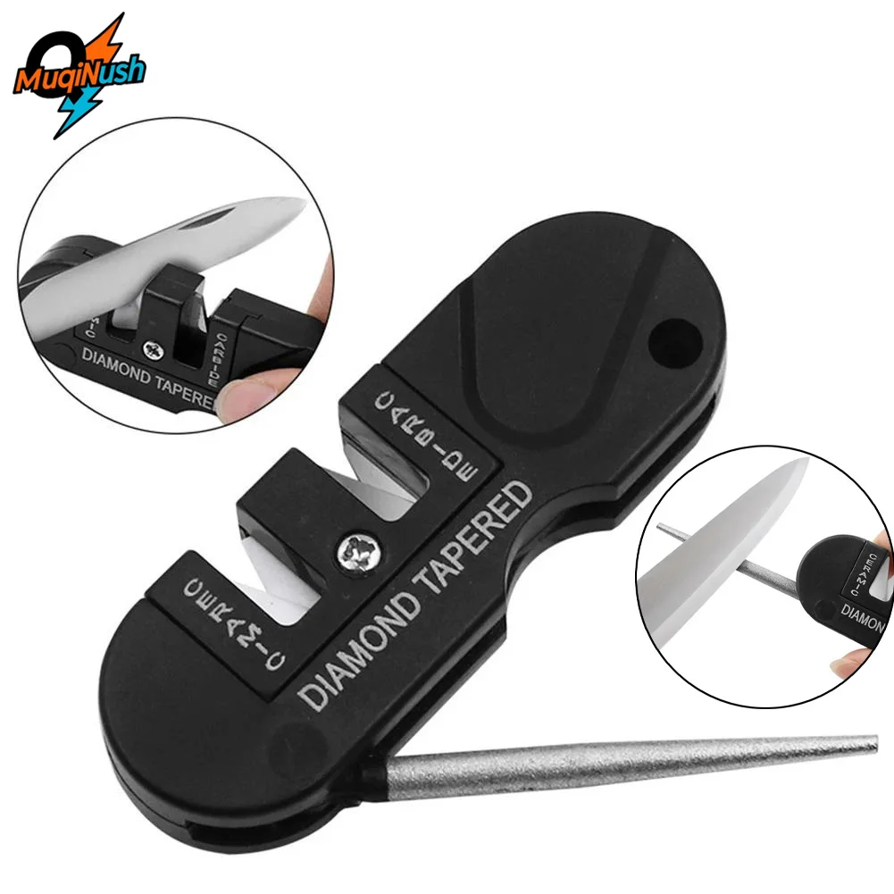 

MuqiNush Multi-Tool Sharpener-Hard Alloy Ceramic Grinding System Compact Folding Design For Hunting Knives Hooks Outdoor Tools