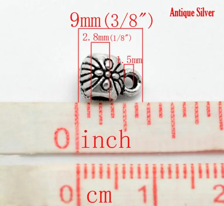 100PCs Handamde Antique Silver Color Flower Pattern Bail Beads DIY Making Necklace Loose Beads DIY Jewelry Gift Findings 9mmx6mm