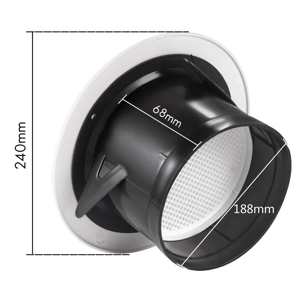 A61T-8 Inch Round Air Vent ABS Louver Grille Cover White Soffit Vent with Built-In Fly Screen Mesh for Bathroom Office Kitchen