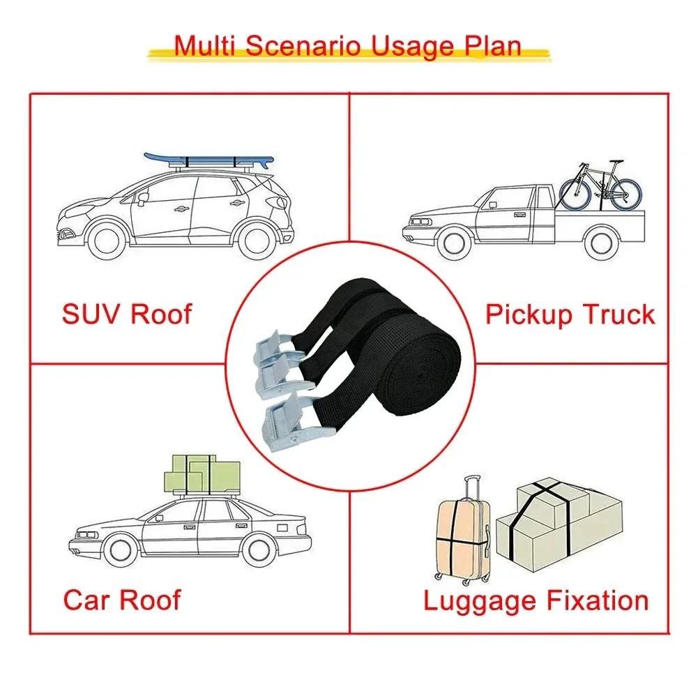 3 Pieces 1M Buckle Tie-Down Belt Cargo Straps For Car Motorcycle Bike With Metal Buckle Tow Rope Strong Ratchet Belt for Luggage view 3
