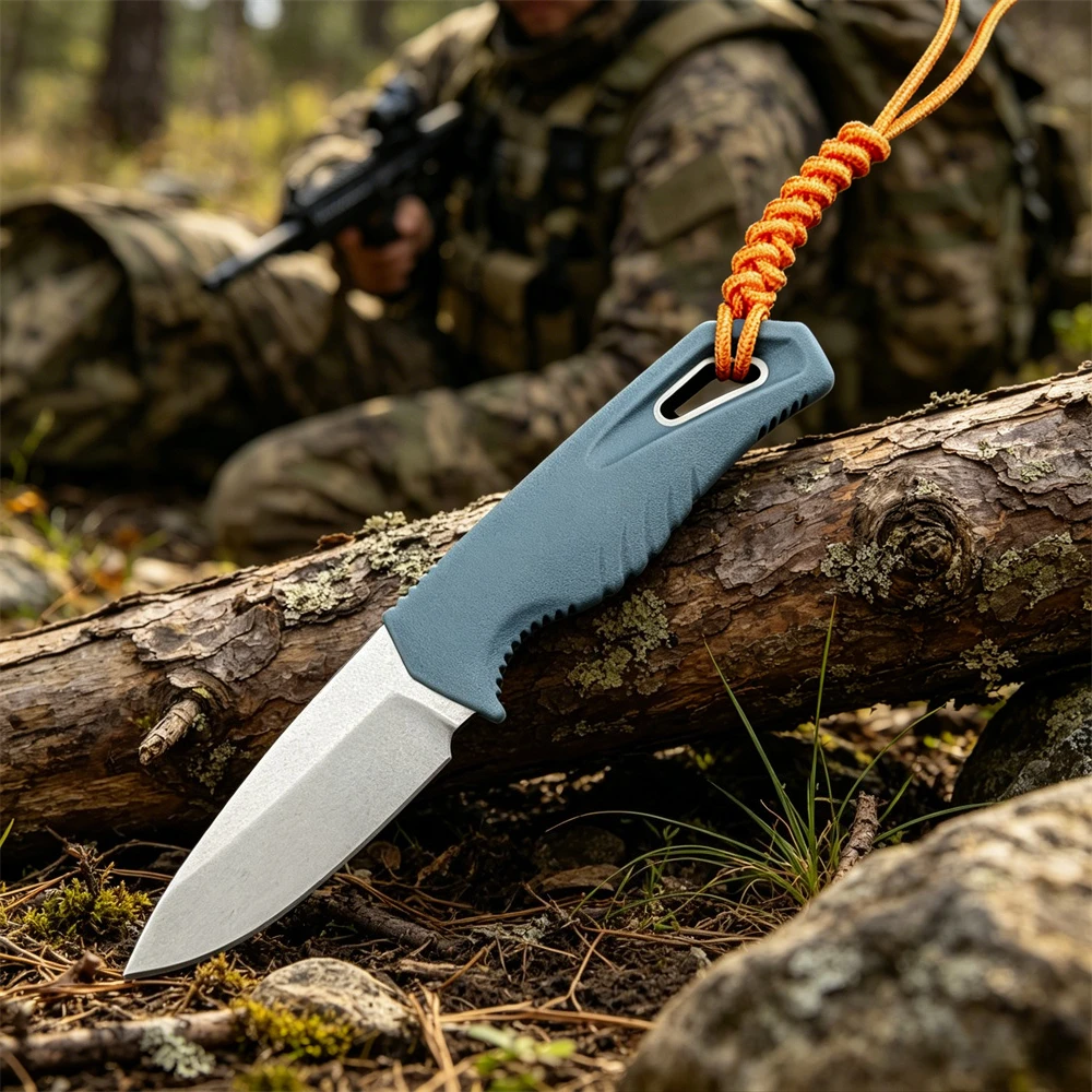 

Portable Straight Knife, 8Cr13Mov Fixed Blade, Nylon Handle with Sheath, Portable EDC Cutting Tool for Camping and Home Use