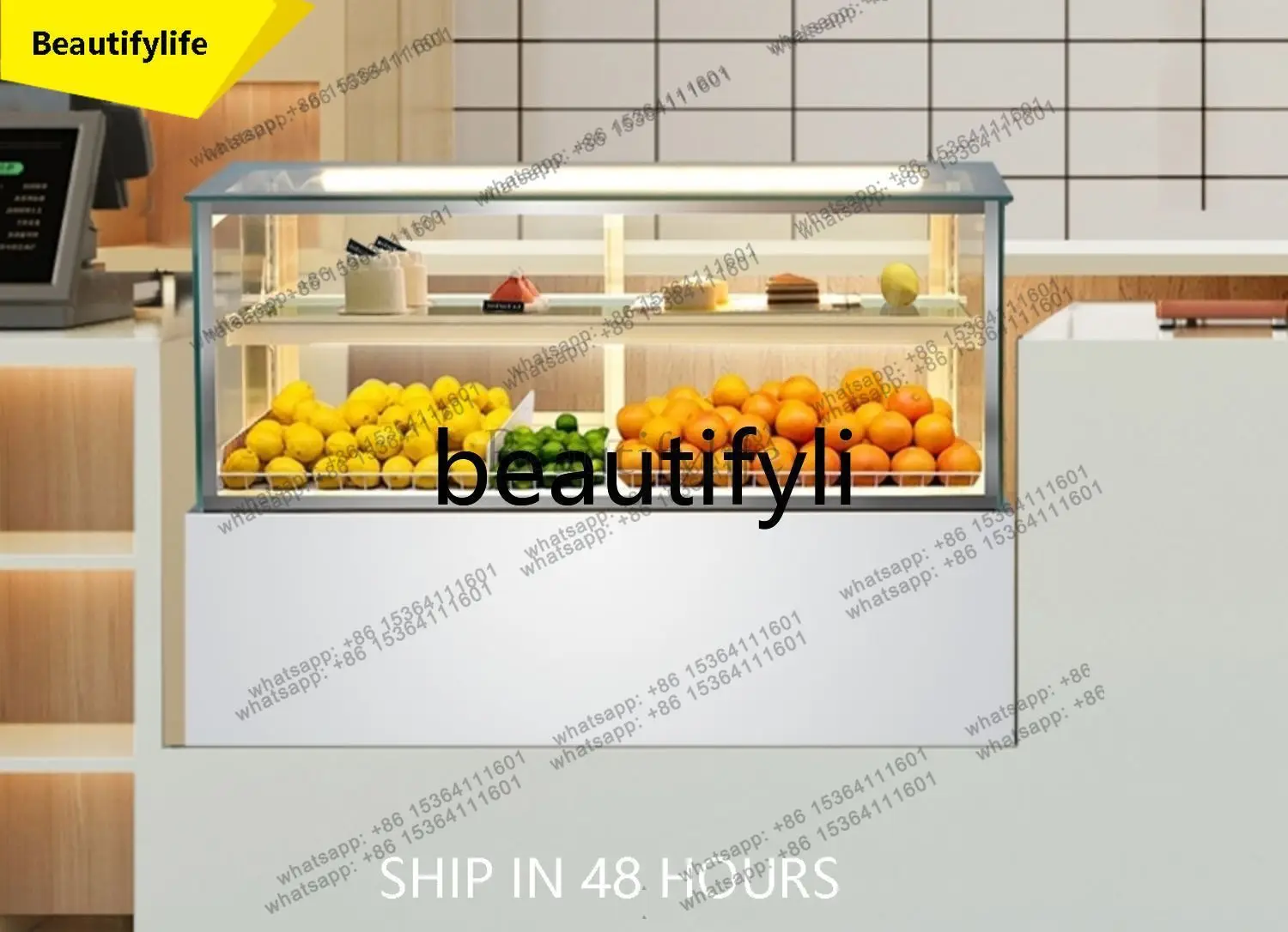 FG43Dessert Display Counter Refrigerated Ice Milk Tea Shop Fruit Preservation Cabinet Embedded Display Cabinet