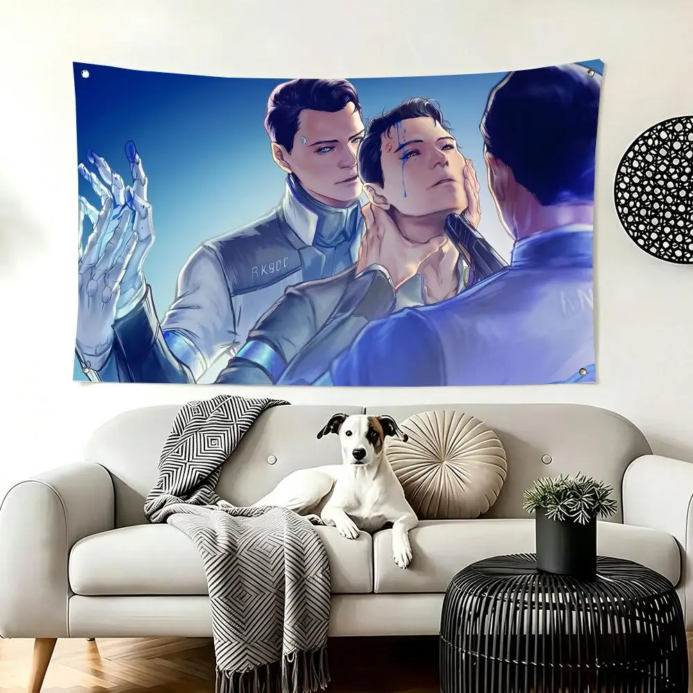 Cyberpunk Anime D-Detroit Become Human Flags  For Living Room Home Dorm Decor Wall Outdoor Camping Party Banner Gifts