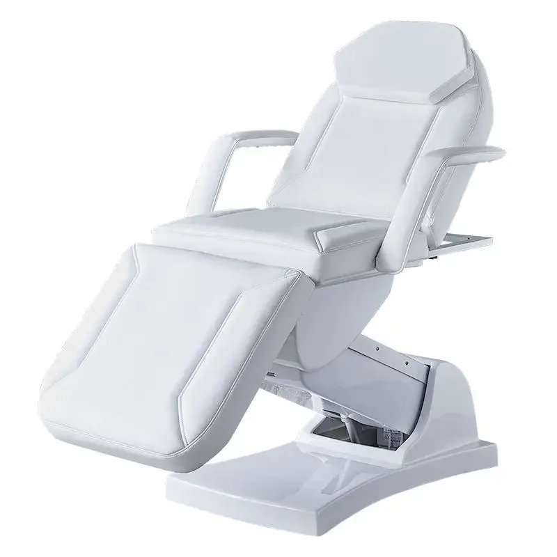 Electric Eyelash Extension Bed Multifunctional Standing Ivory PU Leather 3 Motors Electric Massage Bed Tattoo Beauty Bed.