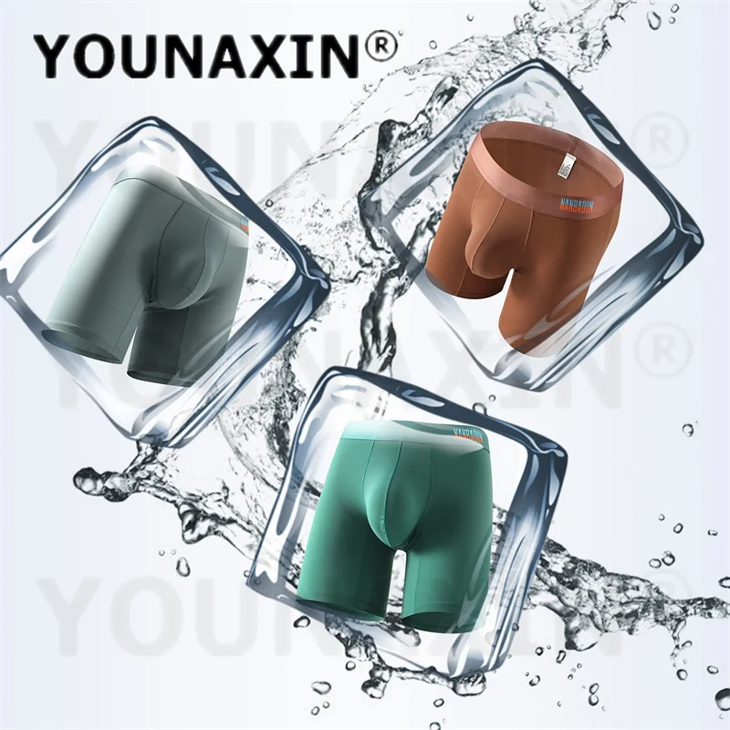 5 Pieces Men's Sports Boxer Briefs High Stretch Long Leg Mid Rise Breathable Sexy Solid Color Underwear M L XL 2XL YOUNAXIN