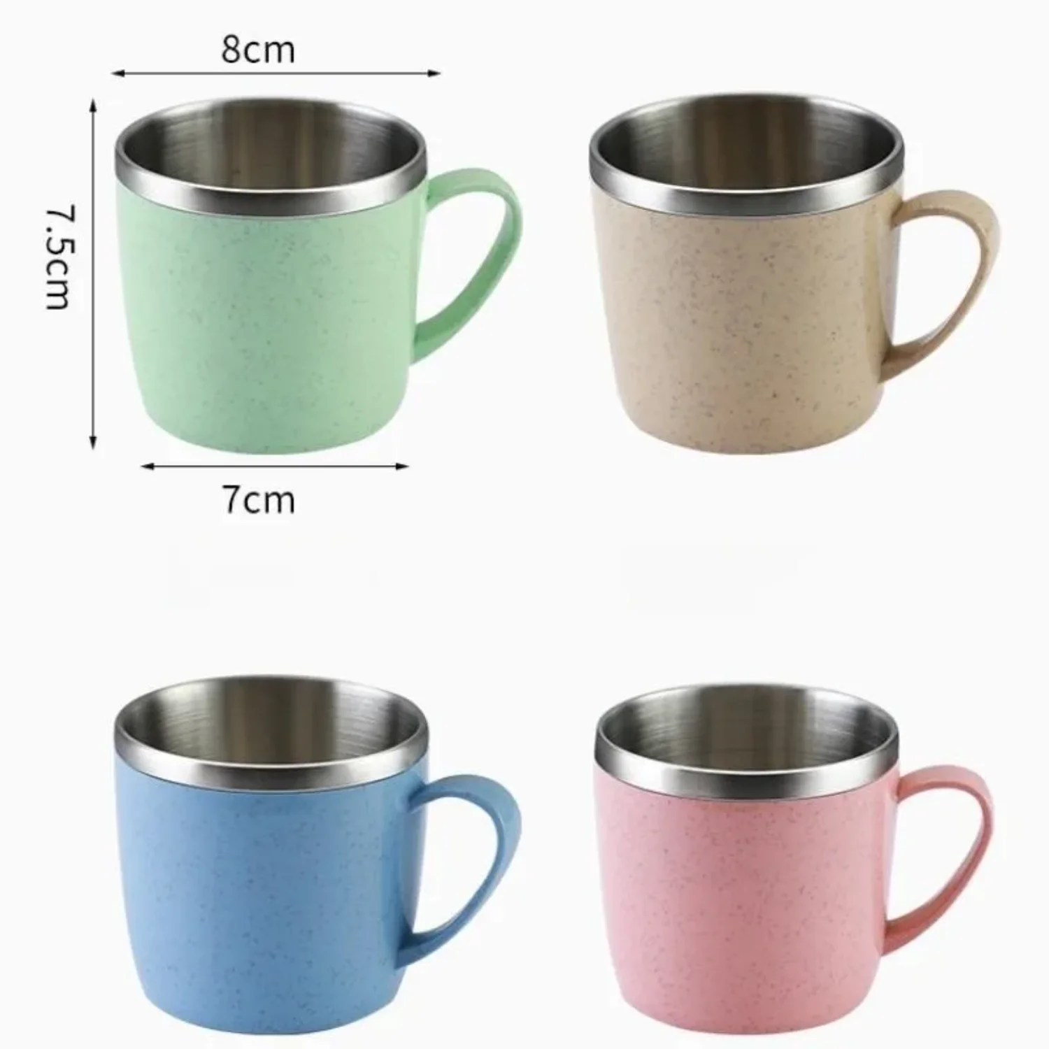 Double Layer Anti-scalding Stainless Steel Cups Plastic Handle Coffee Milk Mug Tea Drinks Water Cup   Office Tumbler