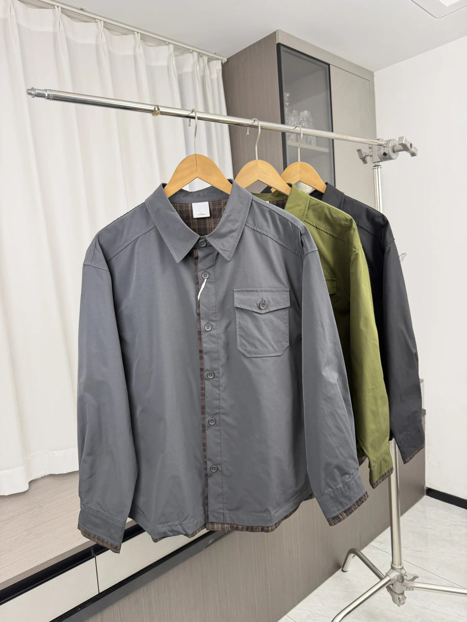 Couples Style Casual Plaid Workwear Shirt Loose Outerwear Men's Fashion Urban Autumn Breathable Long Sleeve Flip Collar Cardigan