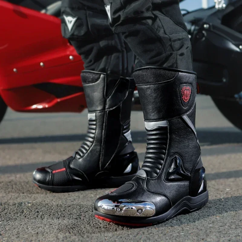 Scarpe da moto da velocità Stivali da competizione da corsa Stivali da motocross Stivali da motociclista per uomo Donna Stivali da moto da uomo