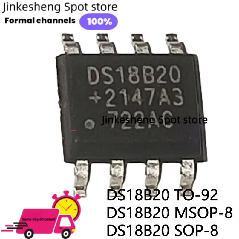5 PCS Thermometer with Sensor, Temperature Measuring Device DS18B20 TO-92 DS18B20U MSOP-8 DS18B20Z SOP8