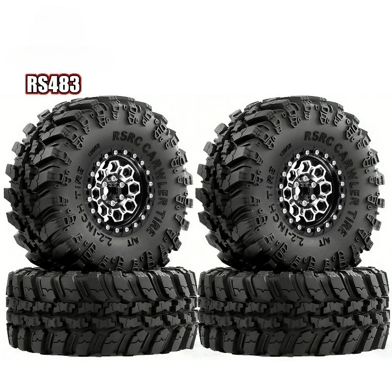 1/8 1/7 RC Car Upgrade Kit, Metal Wheel and Realistic Tire Set RS483 for MJX H8P CK5811 Wrangler Crawler - view 3
