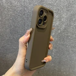 iPhone 16 15 14 13 12 11 Pro Max Plus 전체 충격 방지 소프트 뒷면 커버 커피 용 미세 구멍 카메라 액체 실리콘 전화 케이스