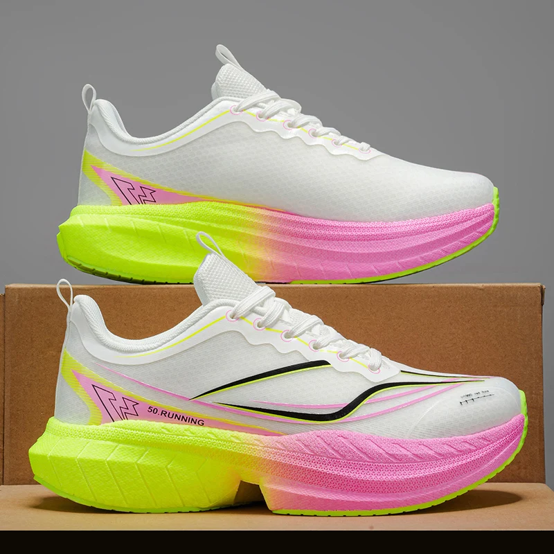 

Air Cushion Marathon Carbon Plate Men Sports Running Shoes Breathable Lightweight Women's Comfortable Athletic Nonskid Sneakers