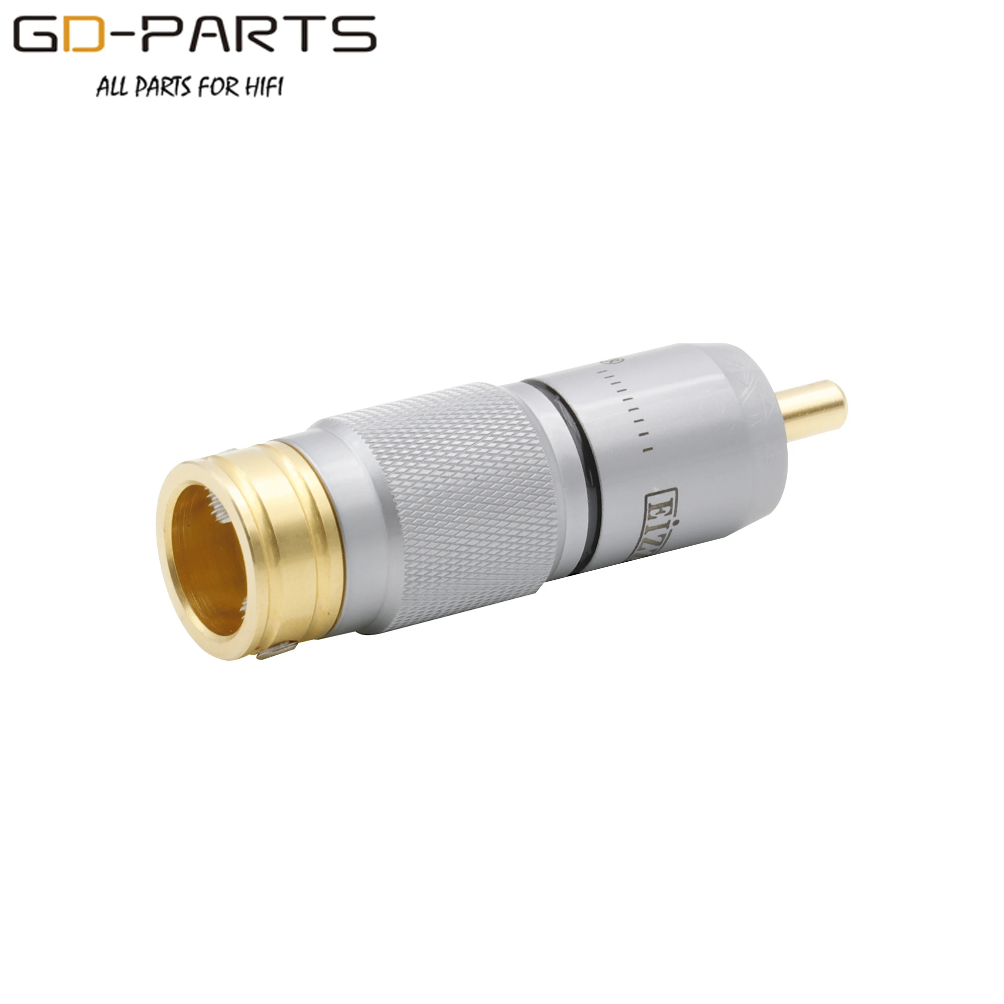 EIZZ 24K Gold Plated Brass Male RCA Plug Connector Terminal For HIFI Audio AMP TV Receiver DVD Signal Cable DIY PTFE Insulator