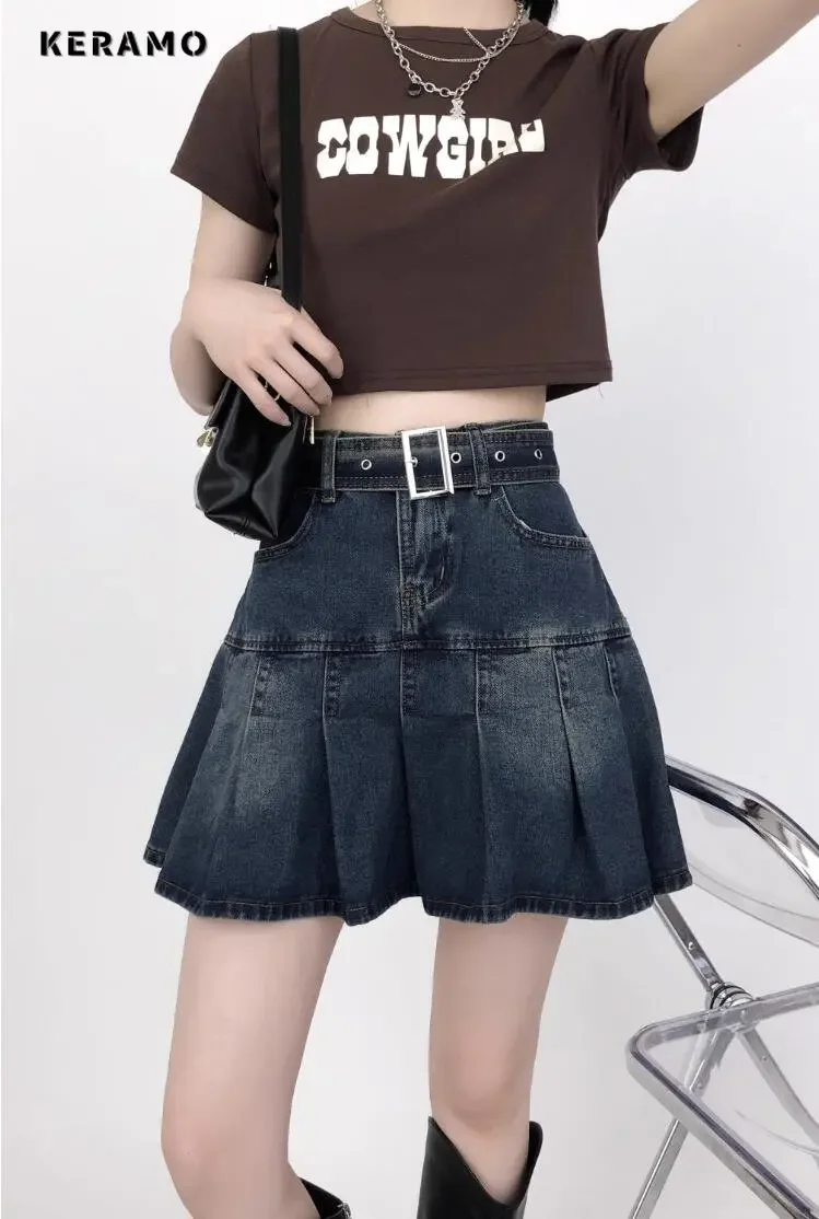 Imagem -02 - Saias de Jeans Harajuku de Cintura Alta Feminina Estilo Coreano Rua Alta Sexy Ajuste Solto Jeans Hotsweet Verão Y2k 2023