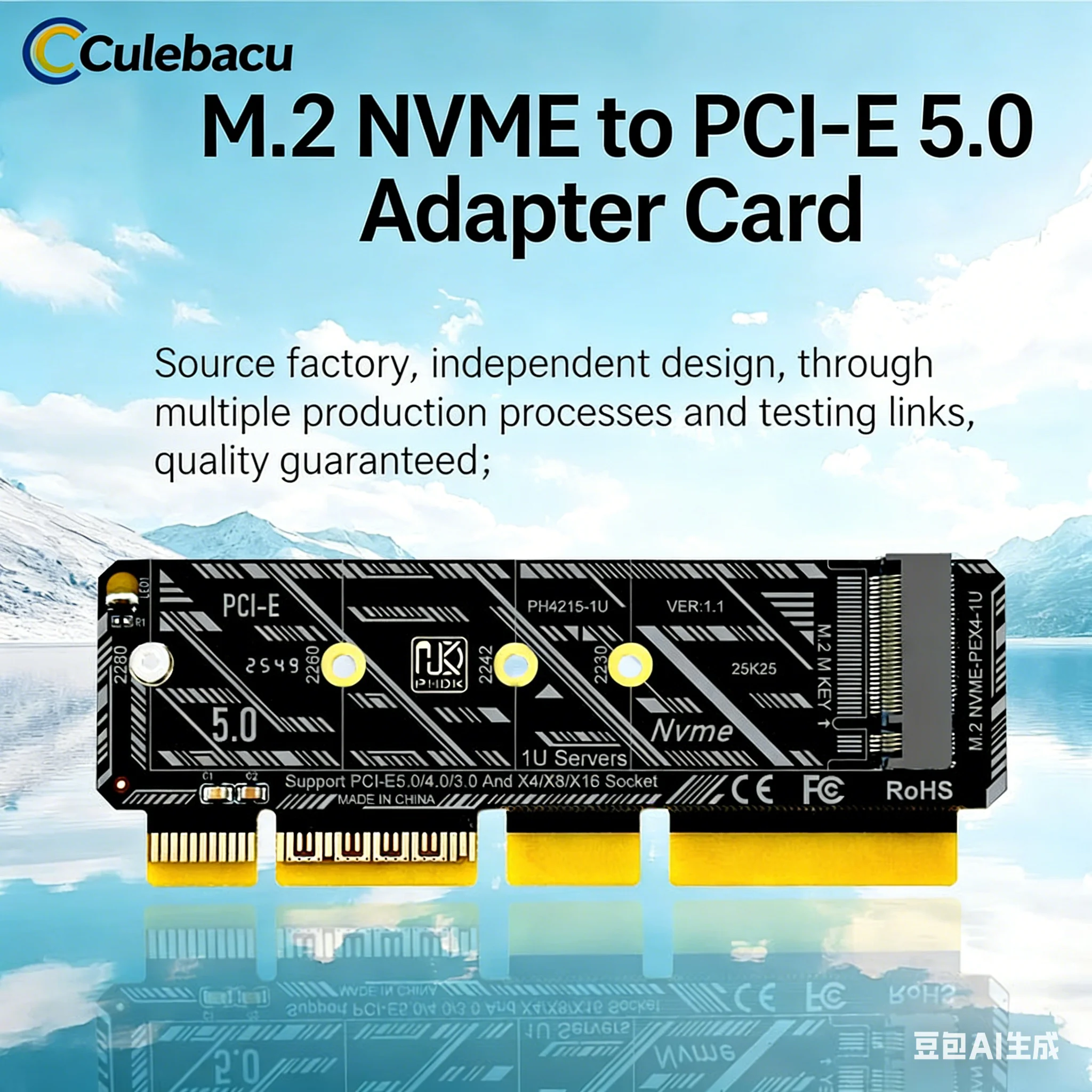 M2 Wi Fi Slot To M Key Converter PCIE NVME Expansion Card Riser 128Gbps PCIE5.0 X4/X8/X16 to M.2 M Key NVME SSD Adapter Supports