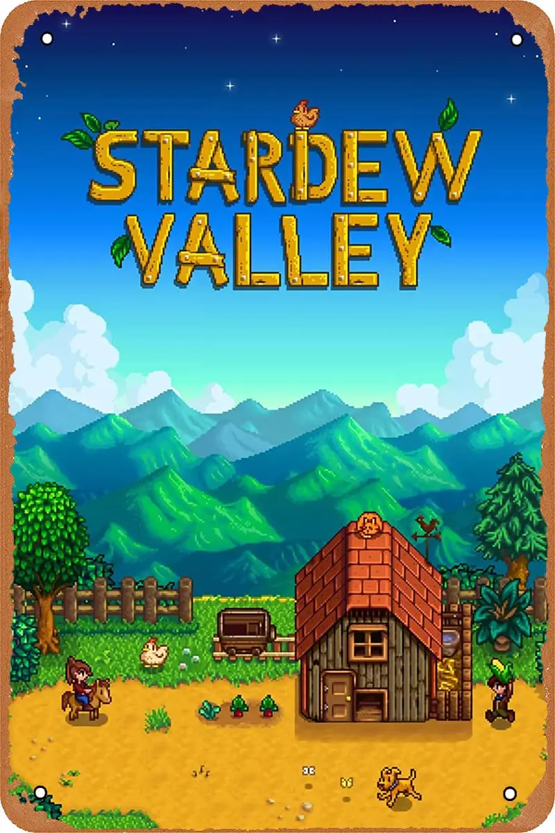 Vintage Game Tin Sign,Stardew Valley Poster,Metal Poster for Wall Decor 8x12 inch