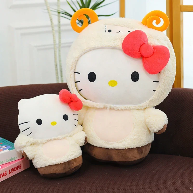 

Милая плюшевая игрушка Sanrio для детей, подарок на день рождения, очаровательная плюшевая подушка-трансформер Hello Kitty в виде овечки, мягкая игрушка-животное