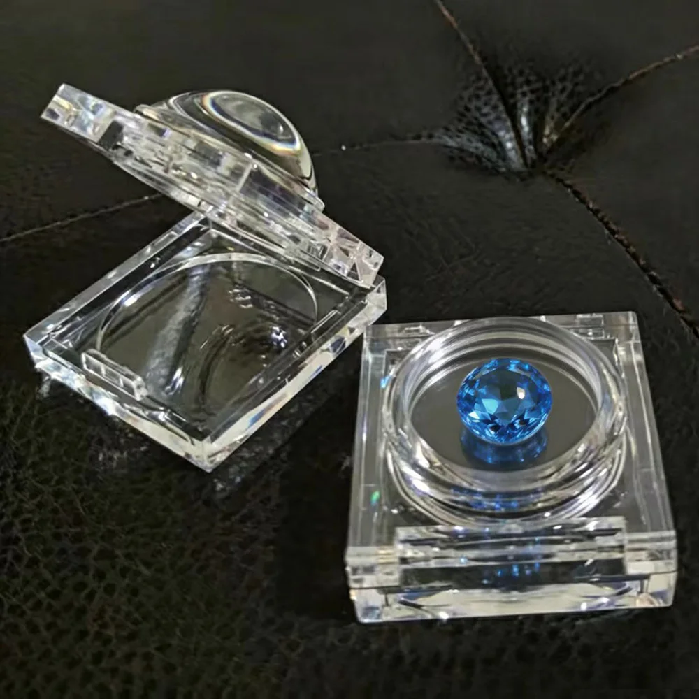 Transparent Loose Diamond Storage Box Self-adhesive Gemstone Jewelry Display Case 2X Magnifying GIA IGI Showcase Gem Stone Boxes