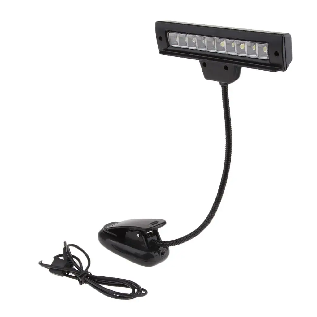 Rechargeable USB 10 LED Lamp for Piano Music Score Stand Book Reading Light - Image 2