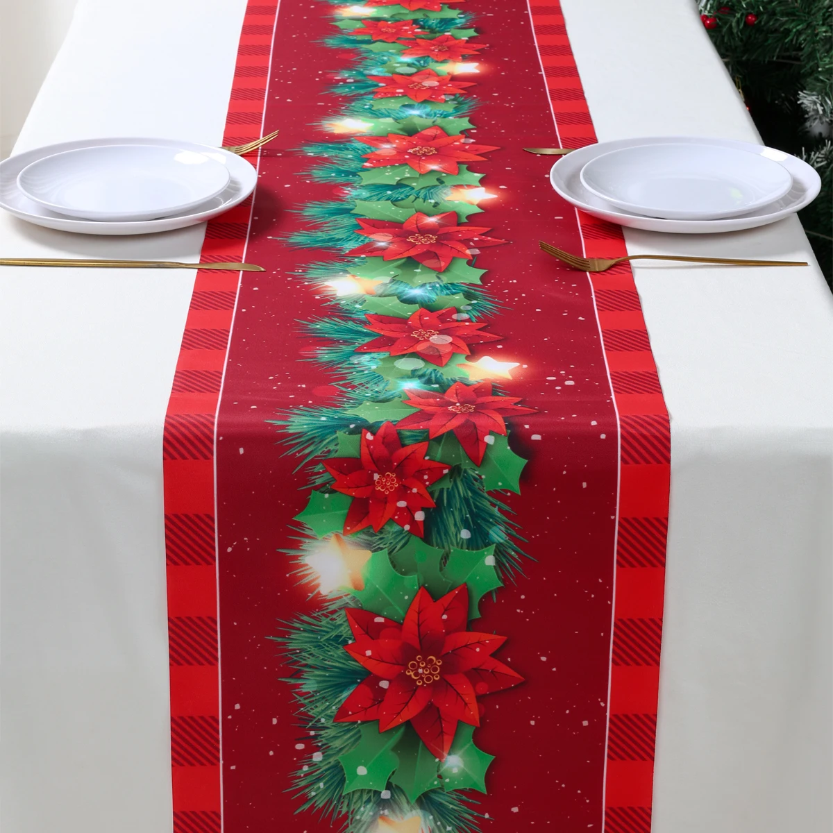 Christmas Table Runner Merry Christmas Decoration for Home Xmas Party Decor 2024 Navidad Notal Noel Ornament Happy New Year 2025