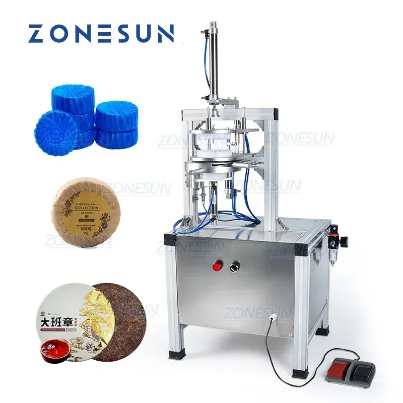 ZONESUN ZS-PK900 Semi-Auto Pleat Wrapping Machine Round Soap Tea Ball Toilet Cleaning Block Sphere Shape Manual Packaging