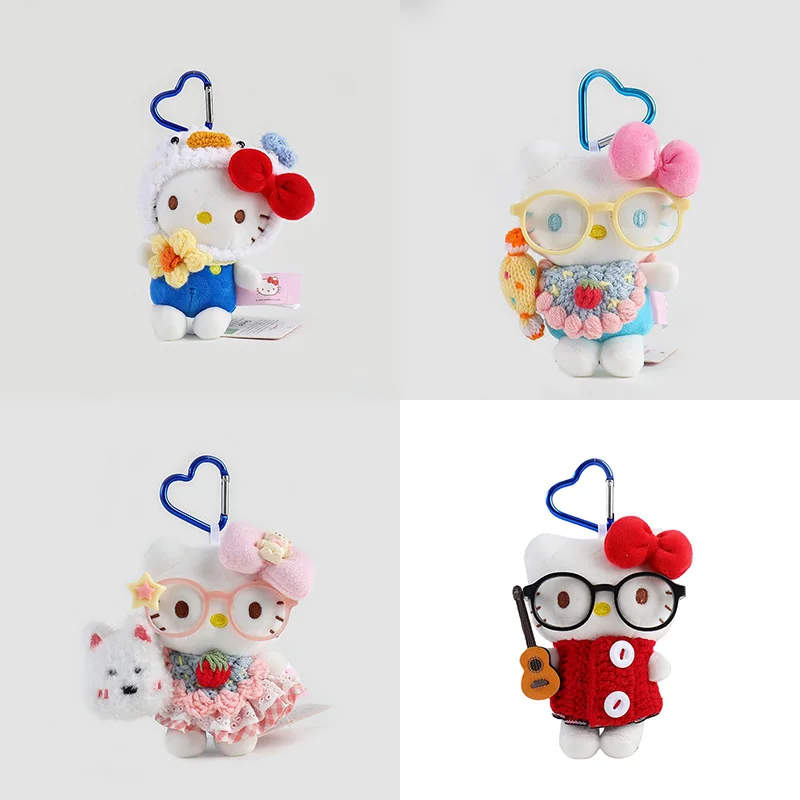

Новый мультяшный рюкзак Sanrio Kawaii Hello Kitty для девочек, милые украшения, милый брелок в форме сердца для девочек, плюшевая игрушка, очаровательный подарок