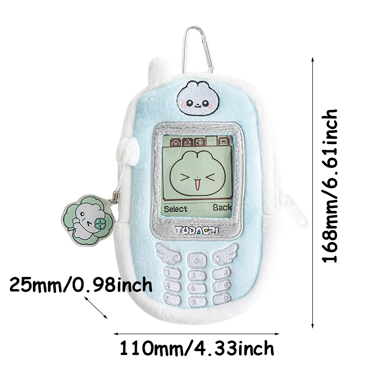 Kawaii ريترو زر الهاتف حافظة للبطاقات الكرتون سعة كبيرة شاحنة صغيرة حقيبة التخزين حقيبة الهاتف المحمول Y2K نمط عرض دمية حقيبة #5