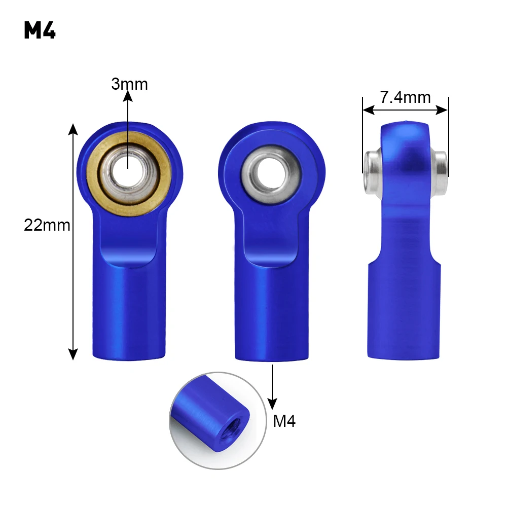 YEAHRUN 5Pcs Metal Alloy M3/M4 Link Rod Joint Ball Ends for AXIAL SCX10 D90 Tamiya CC01 1/10 RC Car Truck Accessories Parts