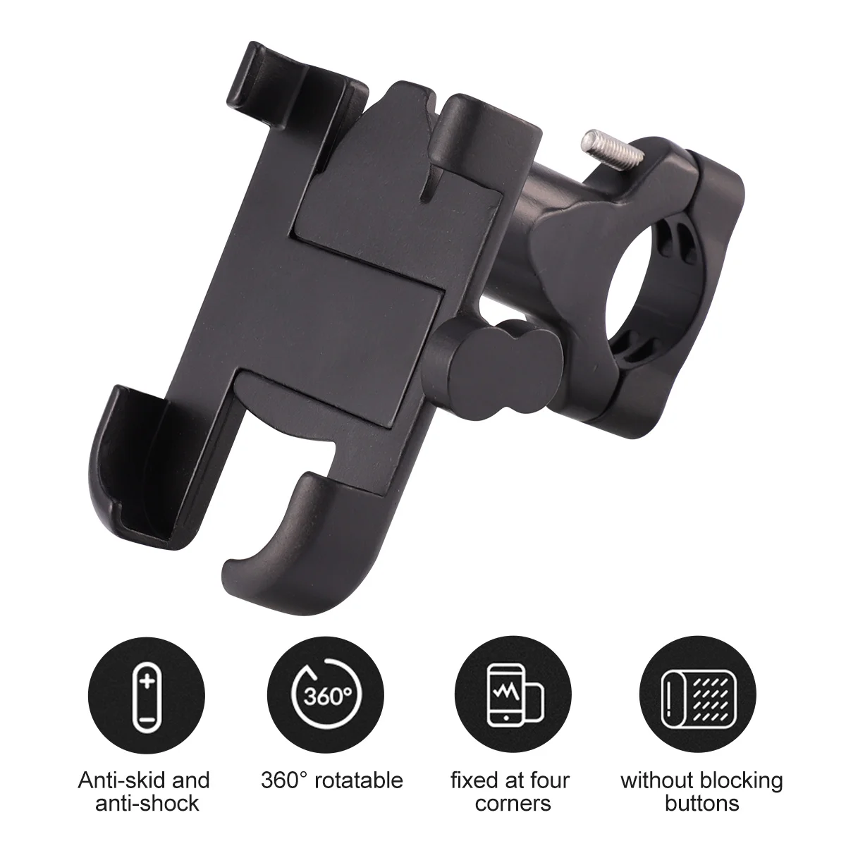 

Bike Phone Mount 360 Degree Rotatable U Shape Alloy Bracket For 60-100Mm Phone Navigator 24-38Mm Handlebar Black