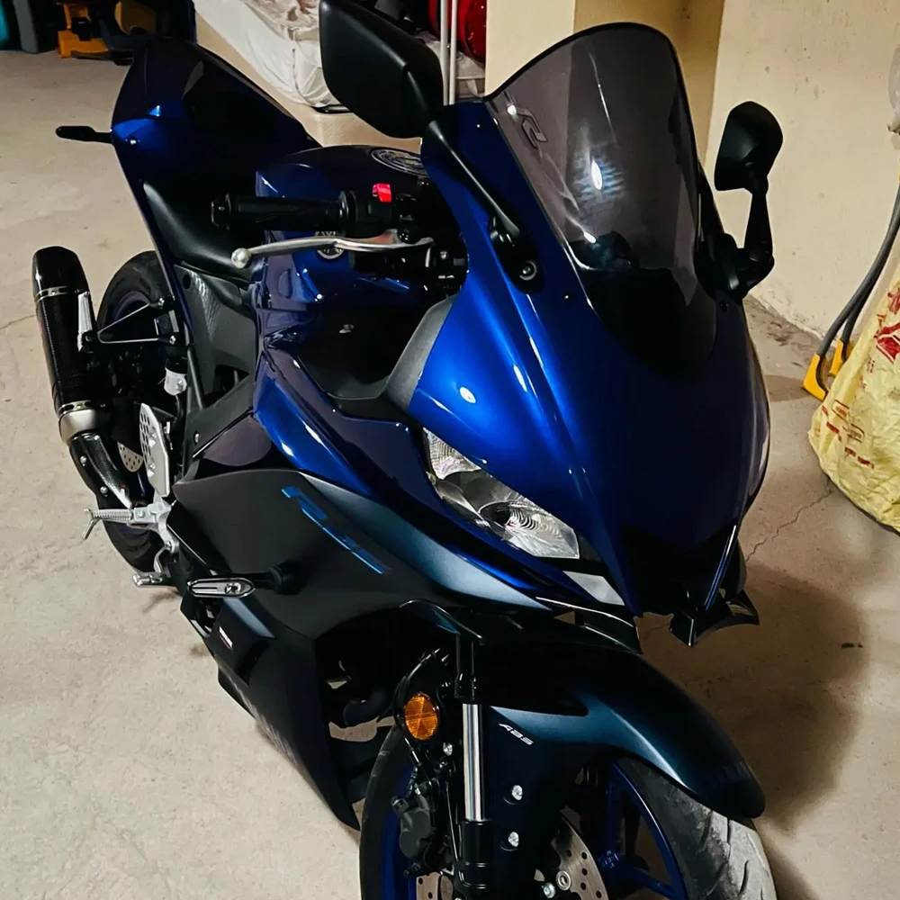 ヤマハ用モーターフロントガラススクリーン,YZF-R3,yzfr25,yzf r25,2018, 2019, 2020, 2021, 2022,r3,煙,ダブルバブル